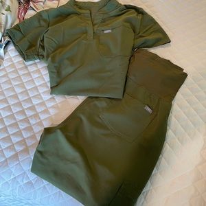 Figs Olive Green Medical Scrub Top and Pants